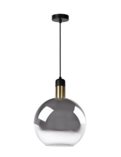 Suspension Diam. 28 cm 1xE27 40W Verre Fume et Noir - Lucide - Julius 2