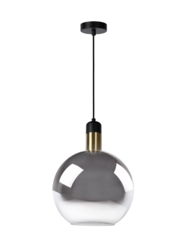 Suspension Diam. 28 cm 1xE27 40W Verre Fume et Noir - Lucide - Julius