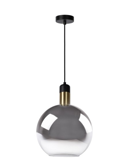 Suspension Diam. 28 cm 1xE27 40W Verre Fume et Noir - Lucide - Julius