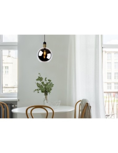 Suspension Diam. 28 cm 1xE27 40W Verre Fume et Noir - Lucide - Julius