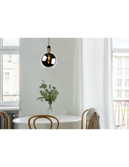 Suspension Diam. 28 cm 1xE27 40W Verre Fume et Noir - Lucide - Julius