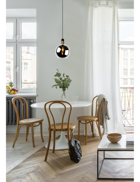 Suspension Diam. 28 cm 1xE27 40W Verre Fume et Noir - Lucide - Julius