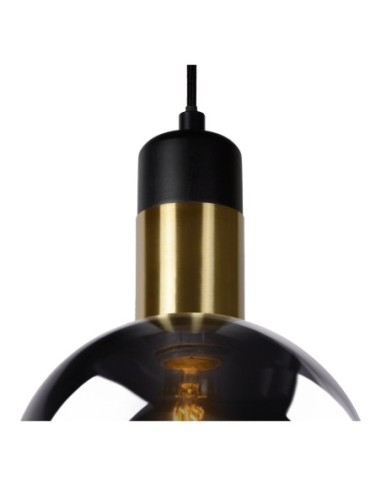 Suspension Diam. 28 cm 1xE27 40W Verre Fume et Noir - Lucide - Julius