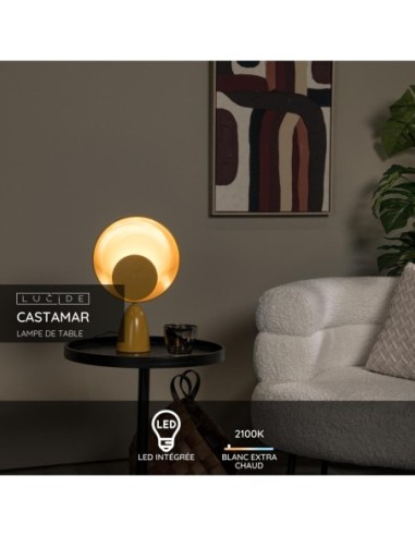 Castamar de Lucide - lampe à poser métal laqué jaune d'or - esthétique contemporaine