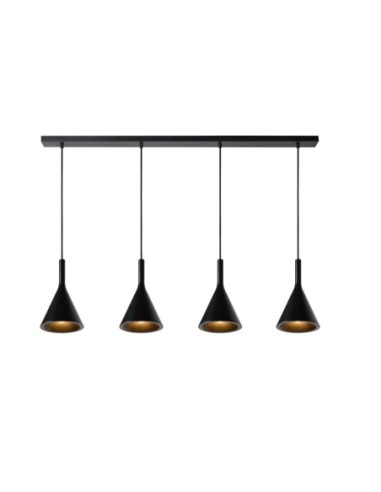 Suspension Led  4xE27 25 W IP20 Dim. Métal Noir - Lucide - Gipsy