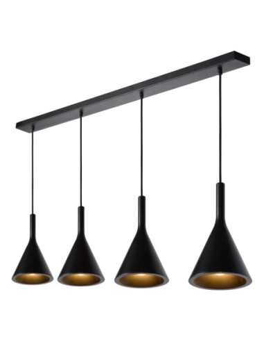 Suspension Led  4xE27 25 W IP20 Dim. Métal Noir - Lucide - Gipsy