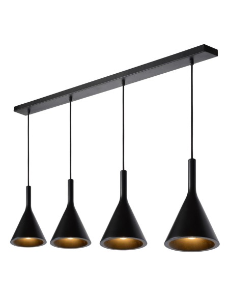 Suspension Led  4xE27 25 W IP20 Dim. Métal Noir - Lucide - Gipsy