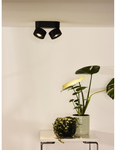 Plafonnier LED Dim. 2x10W 2700K 445 LM Dimmable Noir- Lucide - Yumiko