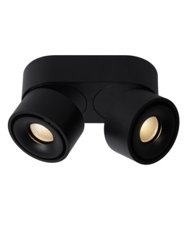 Plafonnier LED Dim. 2x10W 2700K 445 LM Dimmable Noir- Lucide - Yumiko