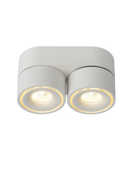 Plafonnier Diam. 7,8 cm LED Dim. 2x10W 2700K 484 LM Blanc - Lucide - Yumiko
