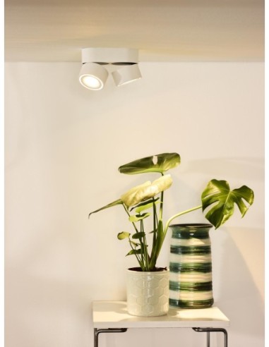 Plafonnier Diam. 7,8 cm LED Dim. 2x10W 2700K 484 LM Blanc - Lucide - Yumiko