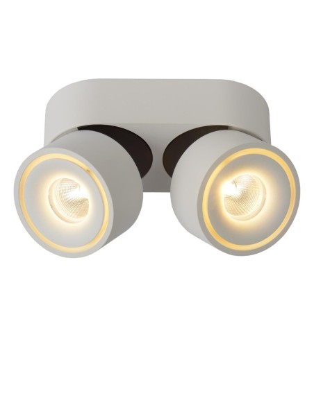 Plafonnier Diam. 7,8 cm LED Dim. 2x10W 2700K 484 LM Blanc - Lucide - Yumiko