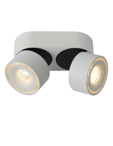 Plafonnier Diam. 7,8 cm LED Dim. 2x10W 2700K 484 LM Blanc - Lucide - Yumiko