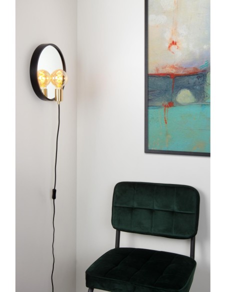 Miroir lumineux Diam. 31 cm 1xE27 Noir - REFLEX - Lucide