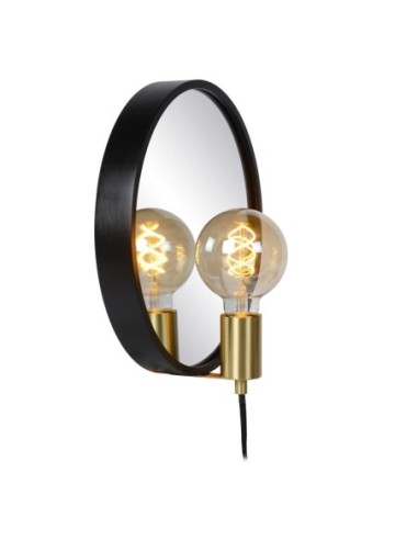 Miroir lumineux Diam. 31 cm 1xE27 Noir - REFLEX - Lucide