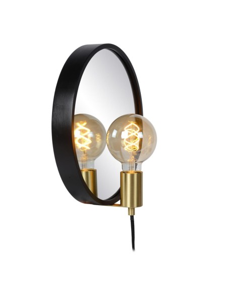 Miroir lumineux Diam. 31 cm 1xE27 Noir - REFLEX - Lucide