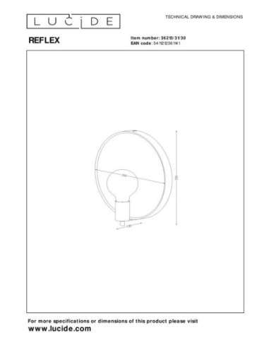 Miroir lumineux Diam. 31 cm 1xE27 Noir - REFLEX - Lucide