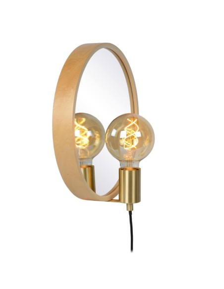 Applique miroir lumineux diam 31 cm couleur bois - REFLEX - Lucide
