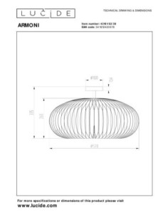 Plafonnier Diam. 52 cm 1xE27 40W Dimmable Noir - Lucide - Armoni 2