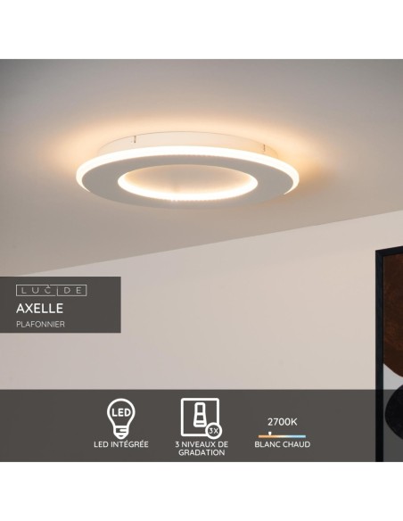 Lucide - Axelle - Plafonnier Led dimmable 3 steps 1x24W 2700 K blanc rond  - fiche technique