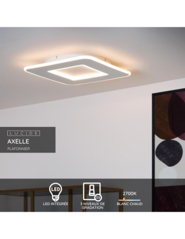Lucide AXELLE Plafonnier LED 3 StepDim 1x24W 2700K Blanc | Deko Light