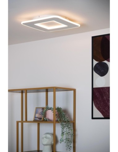 Axelle  de Lucide - Plafonnier Led dimmable 3 steps 2700 K blanc carré