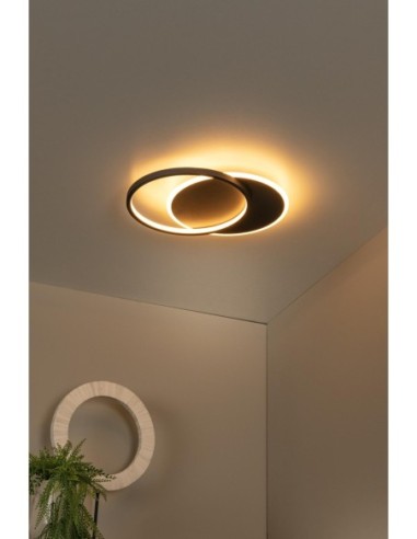 Lucide AXELLE Plafonnier Diam. 29,5 cm LED 3 StepDim 1x24W 2700K Noir | Deko Light