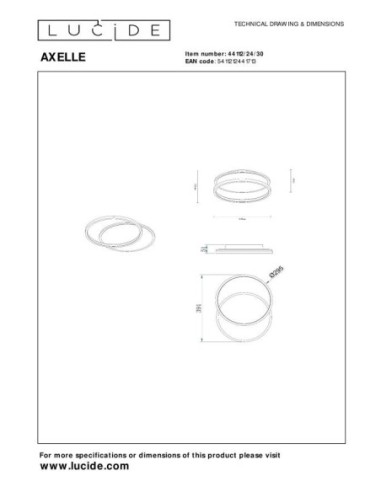 Lucide AXELLE Plafonnier Diam. 29,5 cm LED 3 StepDim 1x24W 2700K Noir | Deko Light