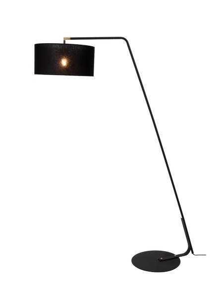Lampadaire métal abat-jour lin noir  - E27 - Lucide  - Kelso