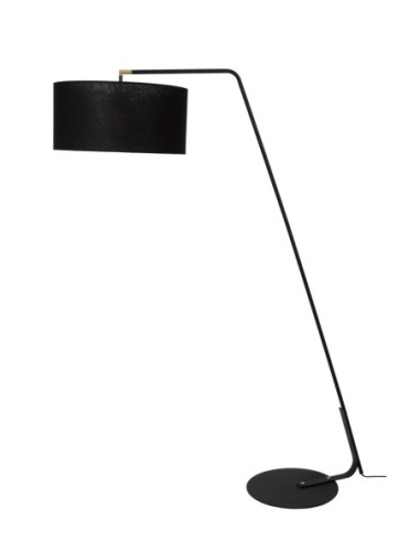 Lampadaire métal abat-jour lin noir  - E27 - Lucide  - Kelso