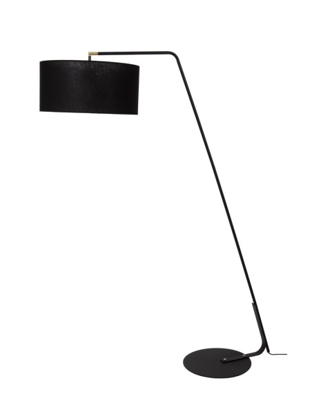 Lampadaire métal abat-jour lin noir  - E27 - Lucide  - Kelso
