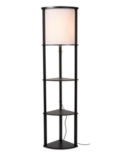 Lampadaire  bois noir abat-jour crème triangulaire  - Lucide  - Menno