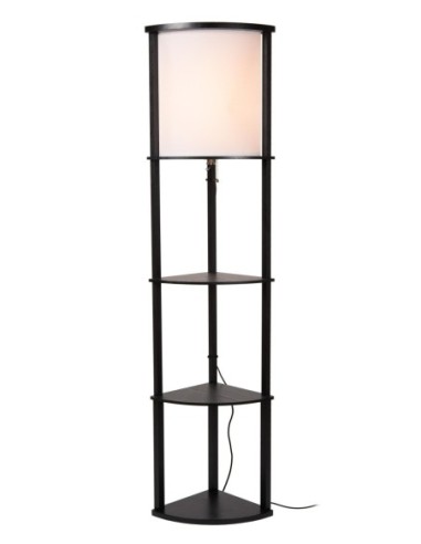 Lampadaire  bois noir abat-jour crème triangulaire  - Lucide  - Menno
