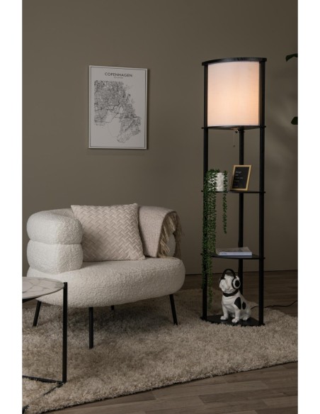 Menno  de Lucide  - Lampadaire  bois noir abat-jour crème triangulaire