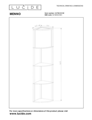 Menno  de Lucide  - Lampadaire  bois noir abat-jour crème triangulaire  - dessin technique