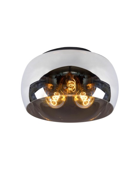 Plafonnier Diam. 40 cm 3xE27 40W Dimmable Fume et Noir - Lucide - Olivia