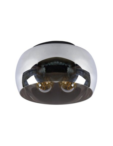Plafonnier Diam. 40 cm 3xE27 40W Dimmable Fume et Noir - Lucide - Olivia