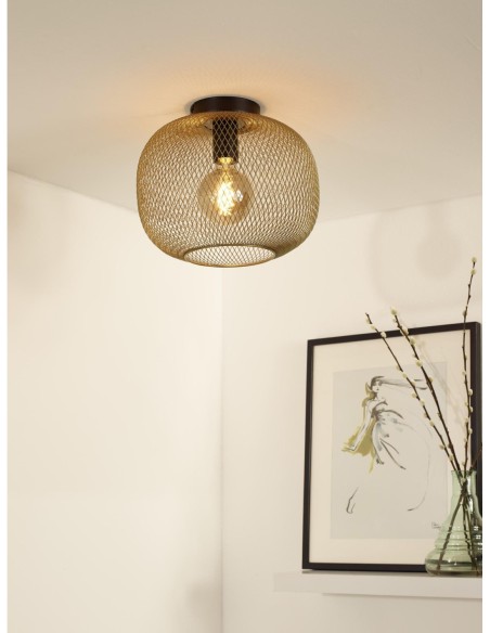 Lucide MESH Plafonnier Diam. 30 cm 1xE27 Or Mat / Laiton