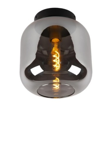 Plafonnier Diam. 25 cm  E27 Noir & Fumé - Lucide - Joanet