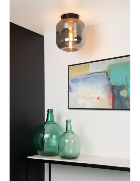 Joanet  de Lucide - Plafonnier Diam. 25 cm  E27 Noir & Fumé