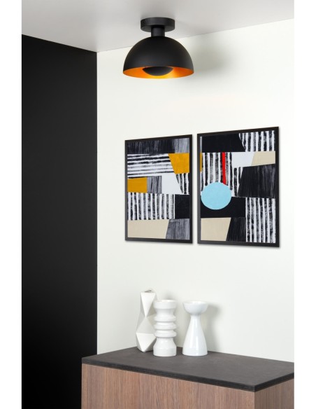 Lucide SIEMON Plafonnier Diam. 25 cm 1xE27 Noir | Deko Light