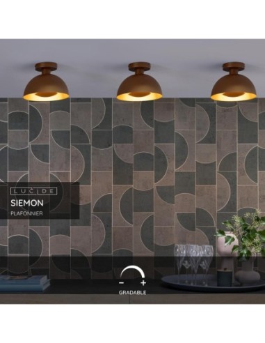 Lucide SIEMON Plafonnier Diam. 25 cm 1xE27 Jaune Ocre | Deko Light