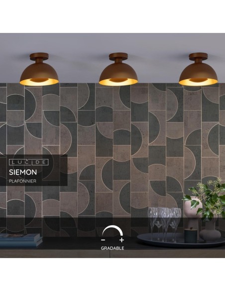 Lucide SIEMON Plafonnier Diam. 25 cm 1xE27 Jaune Ocre | Deko Light