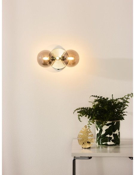 Applique murale Led 2xG9 Verre Fumé métal or mat - Lucide - Tycho - installation horizontale