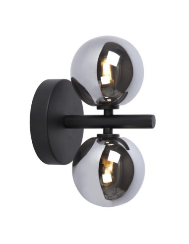 Applique murale Led 2xG9 Verre Fumé métal noir mat - Lucide - Tycho - installation verticale