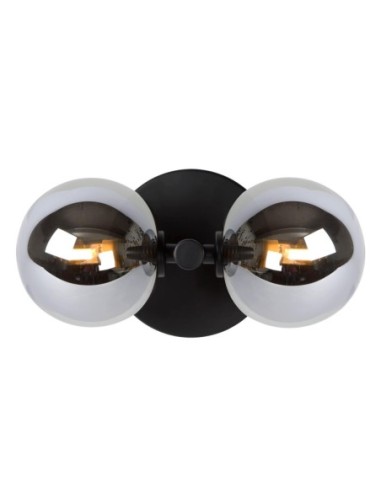 Lucide - Tycho  - Applique murale Led 2xG9 Verre Fumé métal noir mat