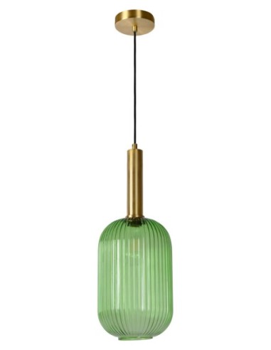Suspension Diam. 20 cm 1xE27 40W Cylindrique Vert - Lucide - Maloto