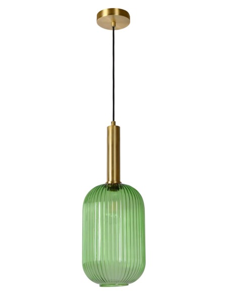 Suspension Diam. 20 cm 1xE27 40W Cylindrique Vert - Lucide - Maloto