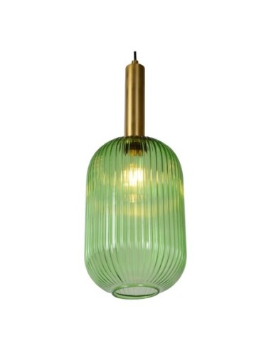 Suspension Diam. 20 cm 1xE27 40W Cylindrique Vert - Lucide - Maloto