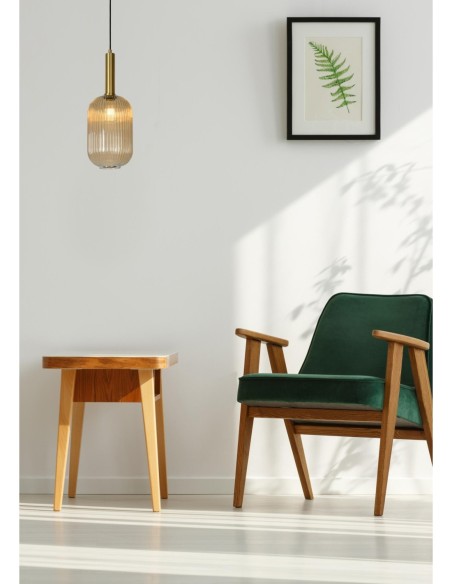 Suspension Diam. 20 cm 1xE27 40 W Cylindrique Ambré - Lucide - Maloto